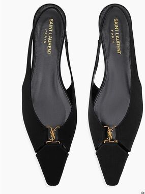 Saint Laurent
Babylone Slingback Flats in Satin Crepe size 39